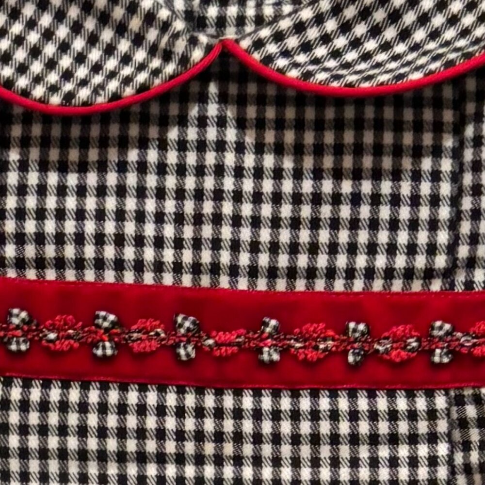 Houndstooth 2T Luli & Me dress with red piping - Picture 2 of 6